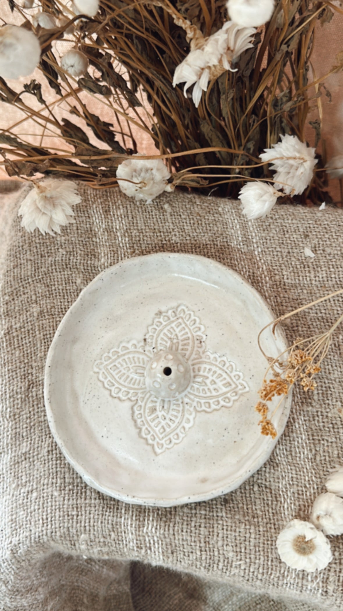 White Speckled Incense Holder
