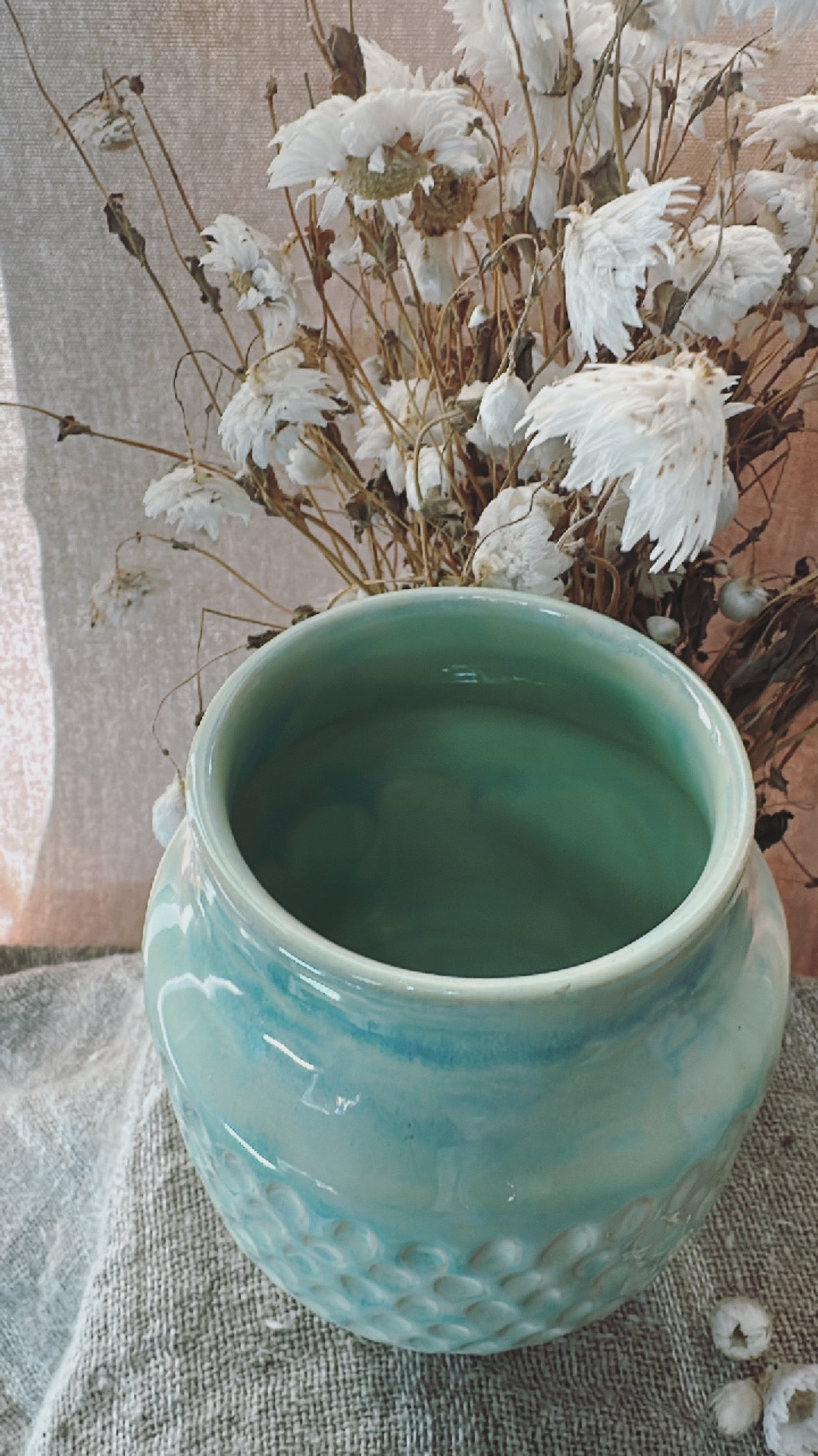 Green Carved Vase
