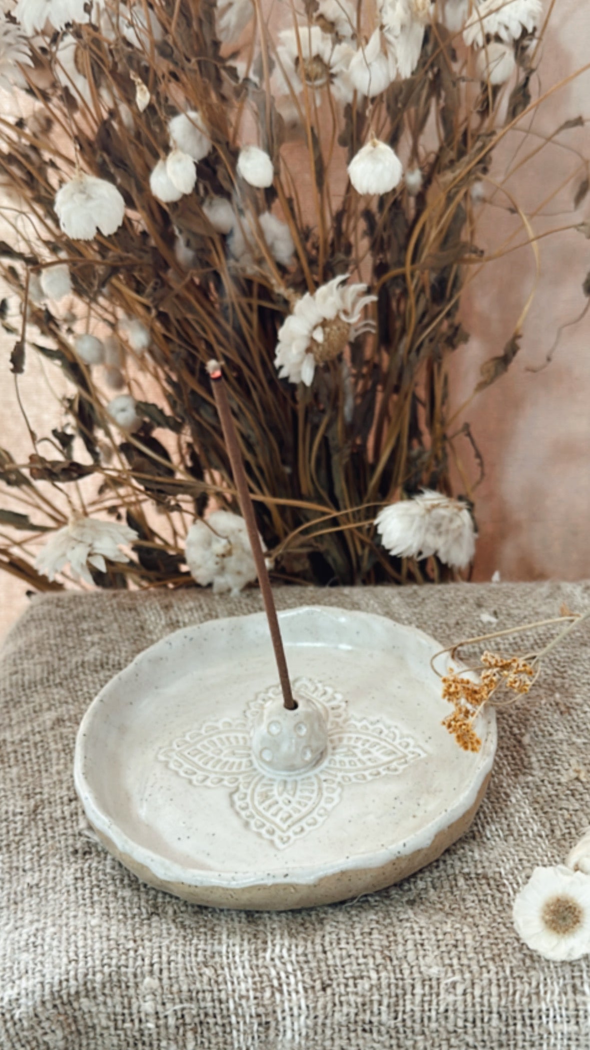 White Speckled Incense Holder
