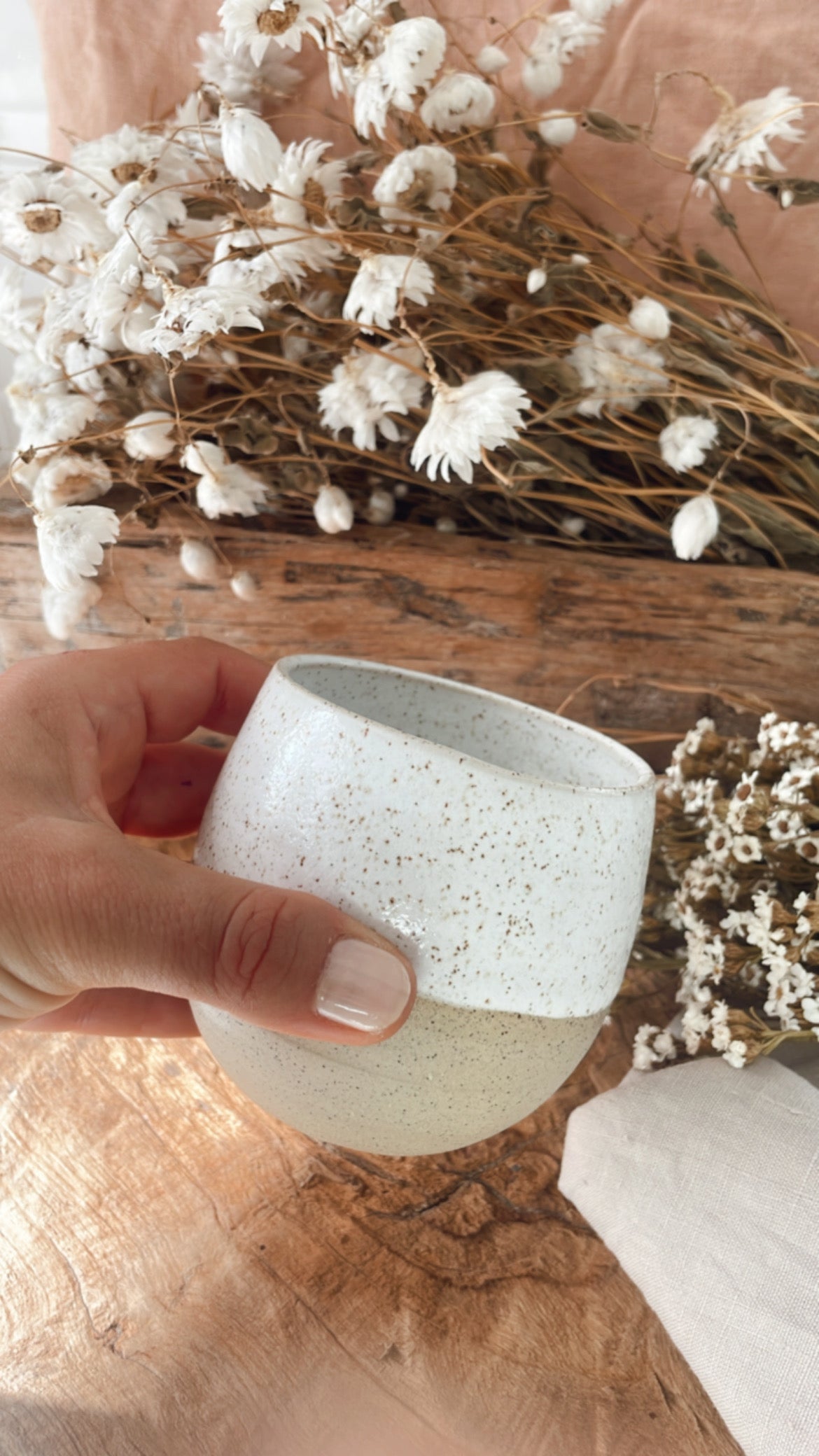 White Speckled Latte Cup