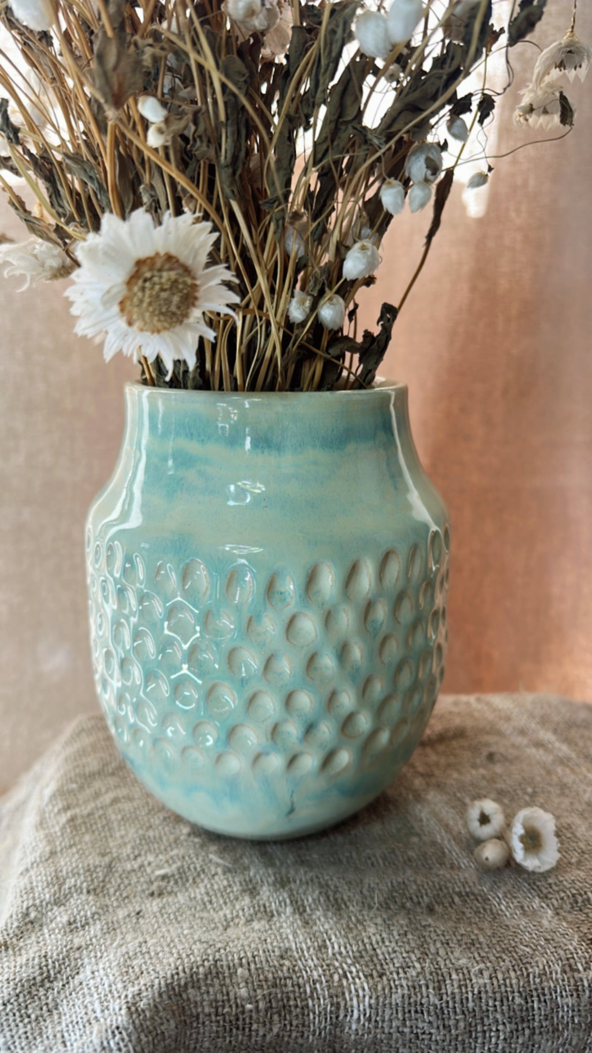 Green Carved Vase