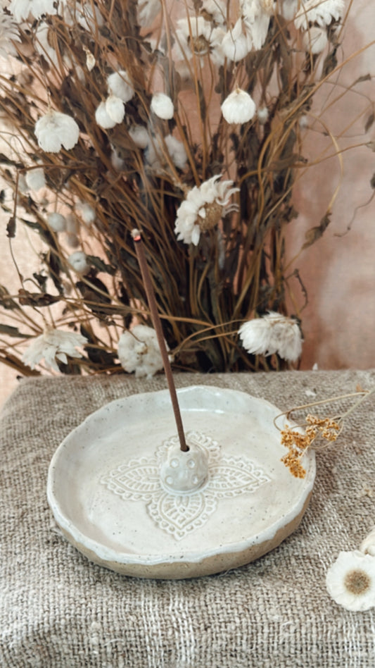 White Speckled Incense Holder