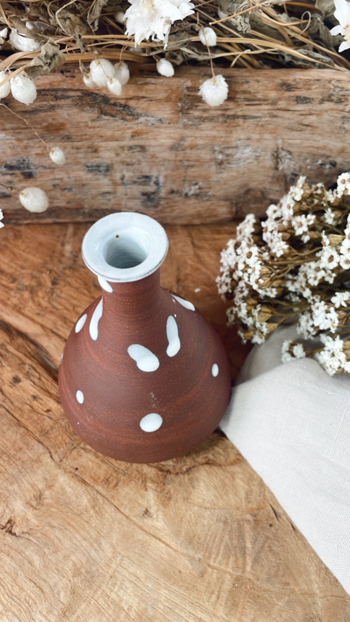 Brown and White Bud Vase