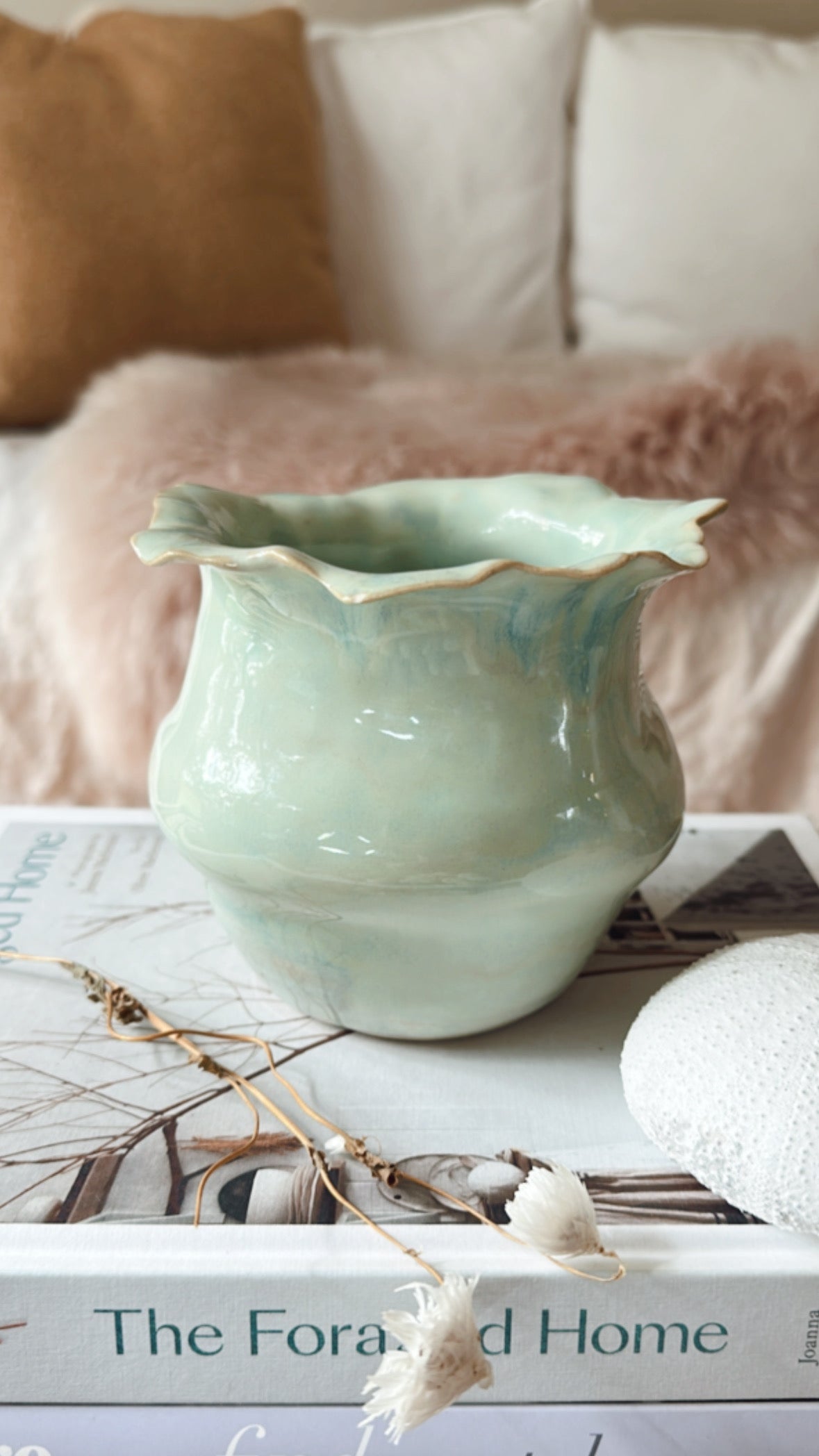Green Petal Vase