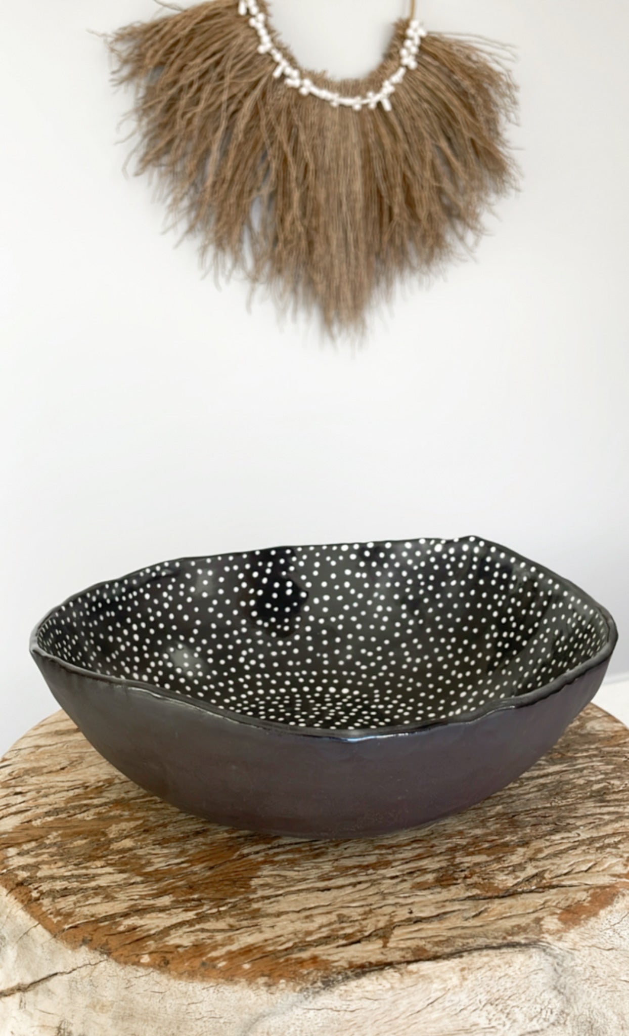 Black And White Polka Dot Larg Bowl