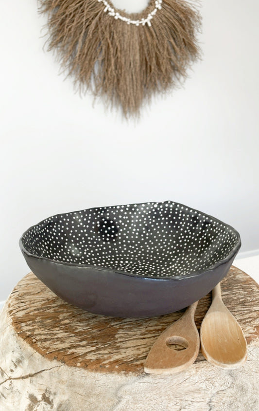 Black And White Polka Dot Larg Bowl