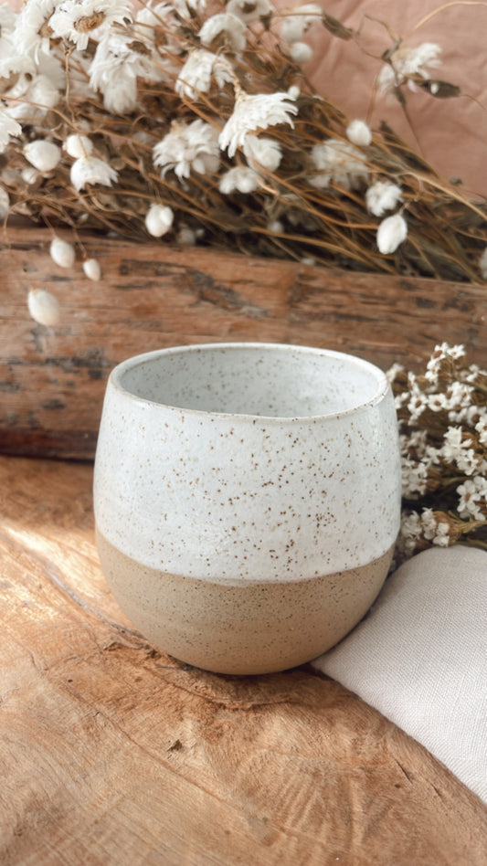 White Speckled Latte Cup