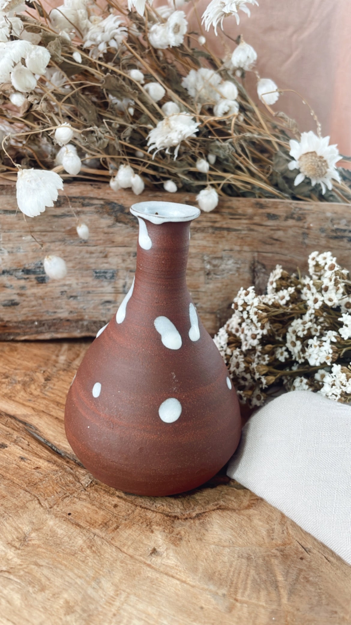 Brown and White Bud Vase