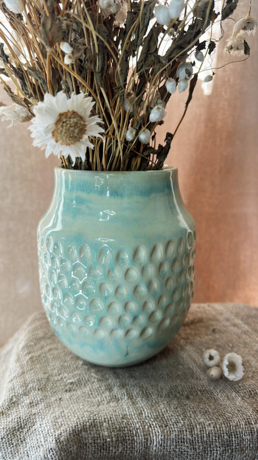 Green Carved Vase