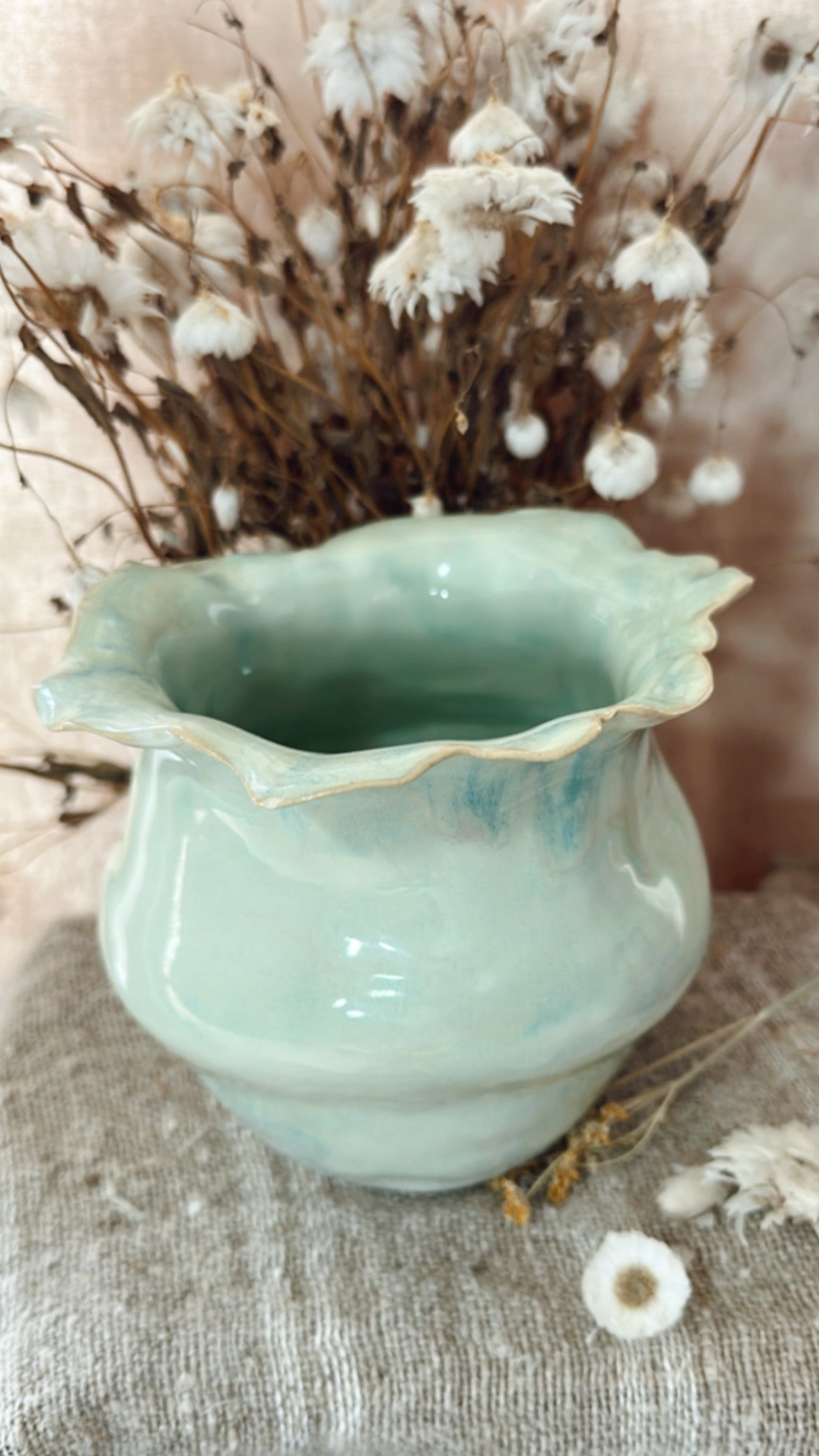 Green Petal Vase