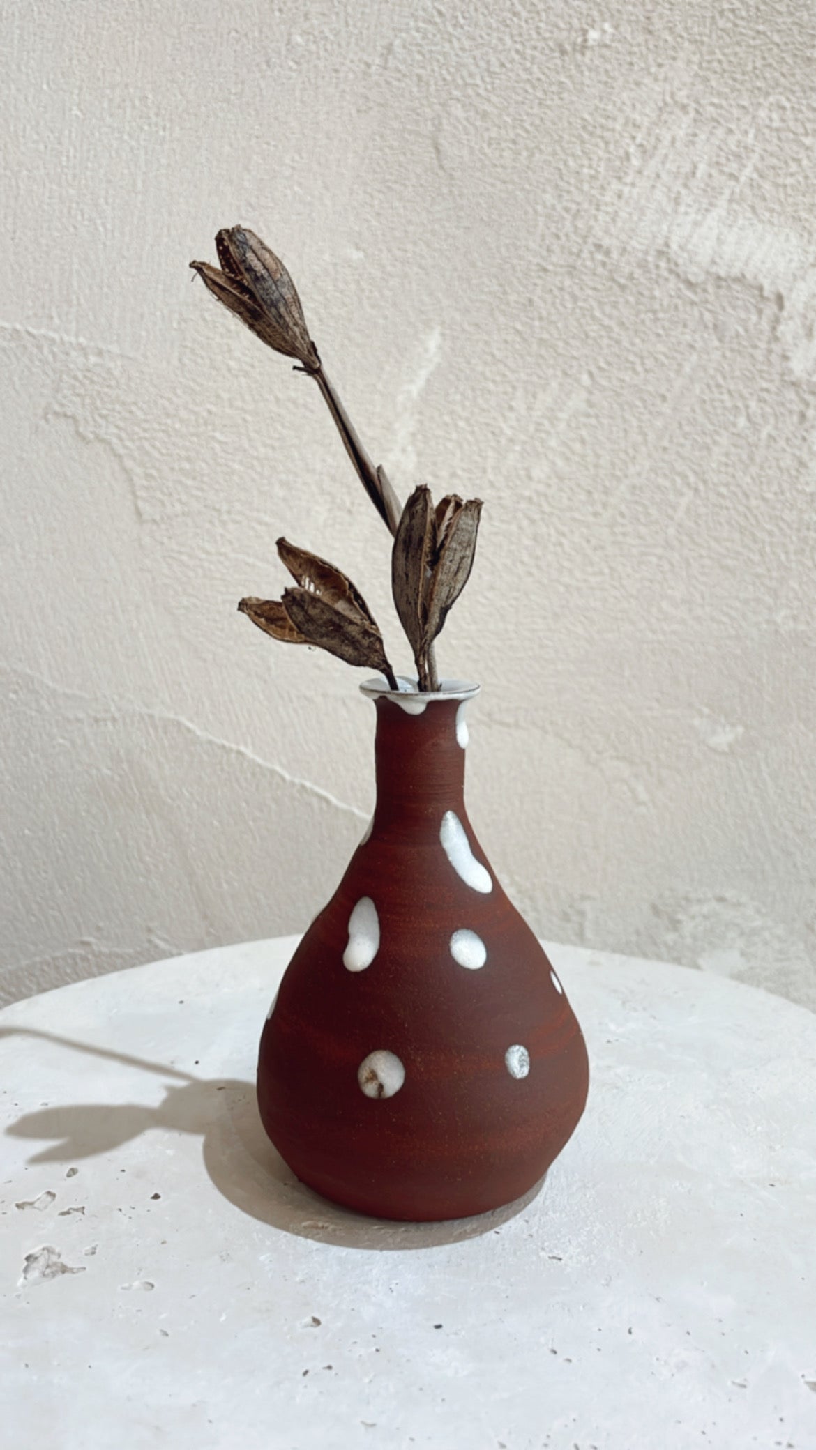 Brown and White Bud Vase