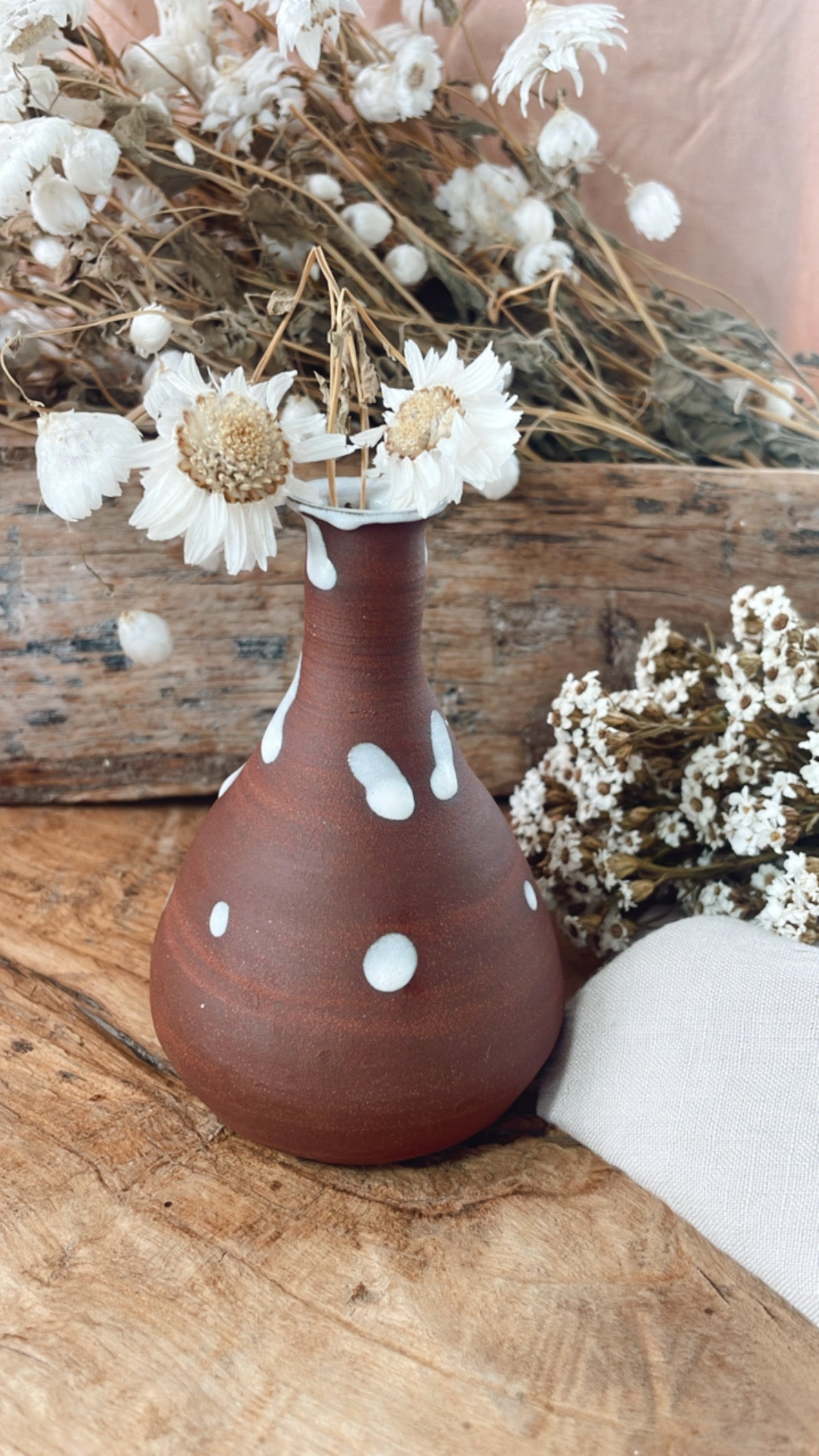 Brown and White Bud Vase